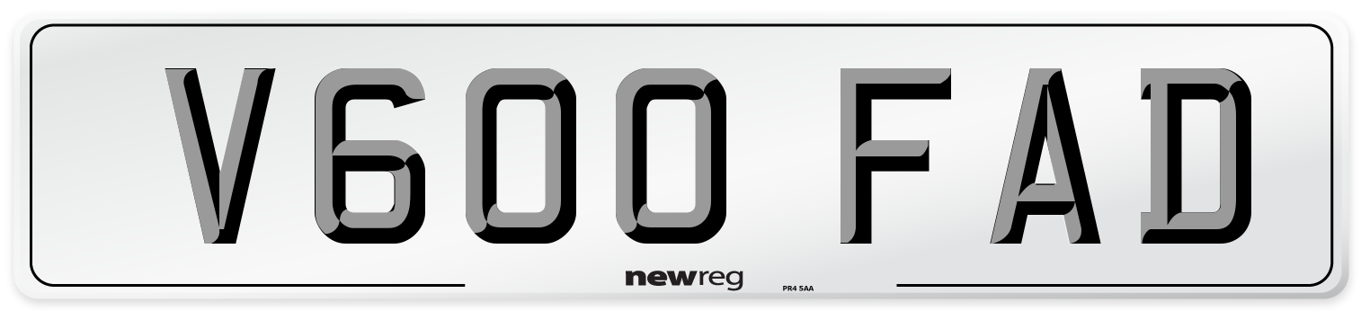 V600 FAD Number Plate from New Reg